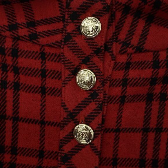 Talbots Red Plaid Knit Shift Dress Small Long Sleeve Mockneck Preppy Holiday - Picture 5 of 10